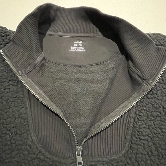 AERIE SHERPA WOMEN 2XL 1/4 ZIP FLEECE PULLOVER MOCK NECK BLACK SWEATER - Picture 7 of 12